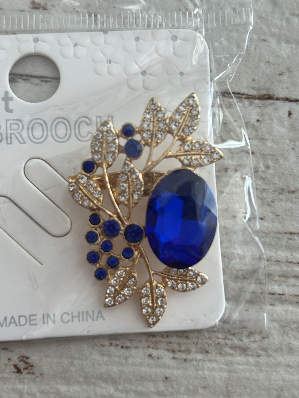 5/$25 Gold-Tone Blue Crystal Leaf Brooch - Women Accessories